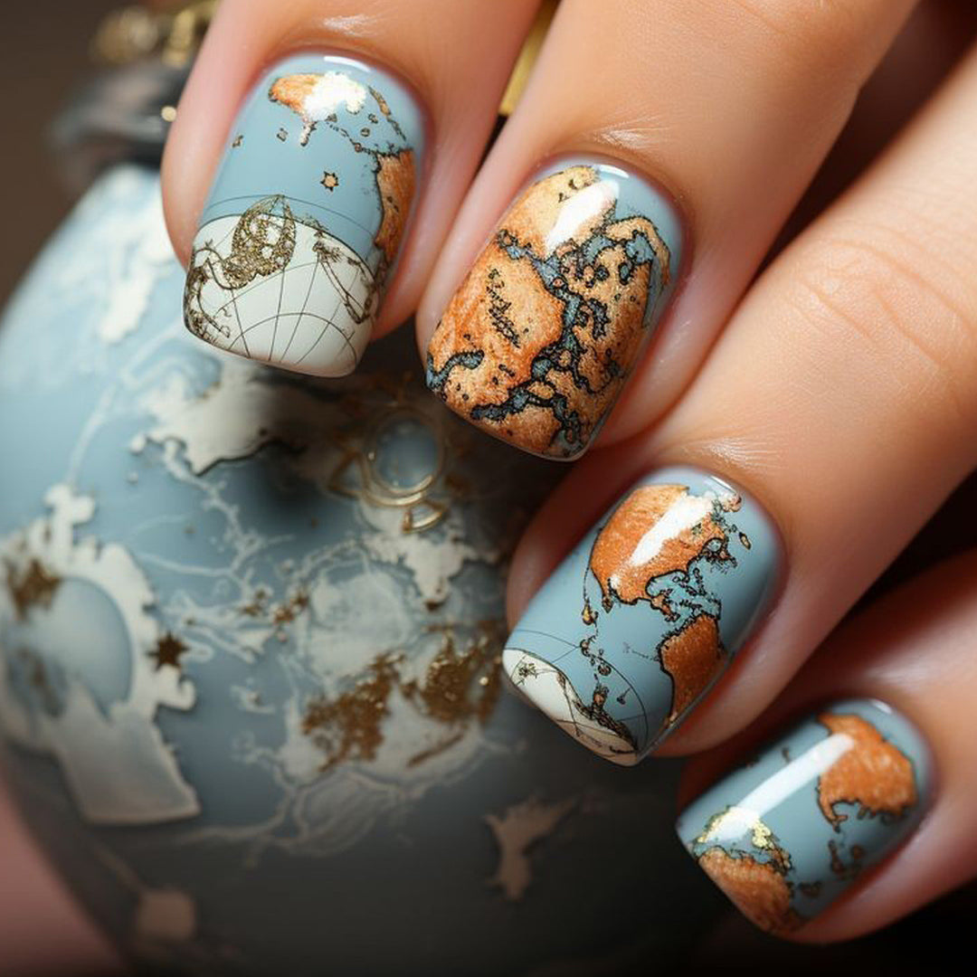 Artistic Geographical Nail Art Kalsten