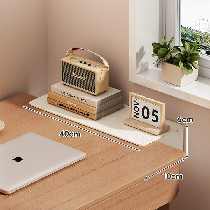 Slim Floating Wall-Mounted Desk Shelf Monitor Riser with Sleek Tempered Glass Surface
