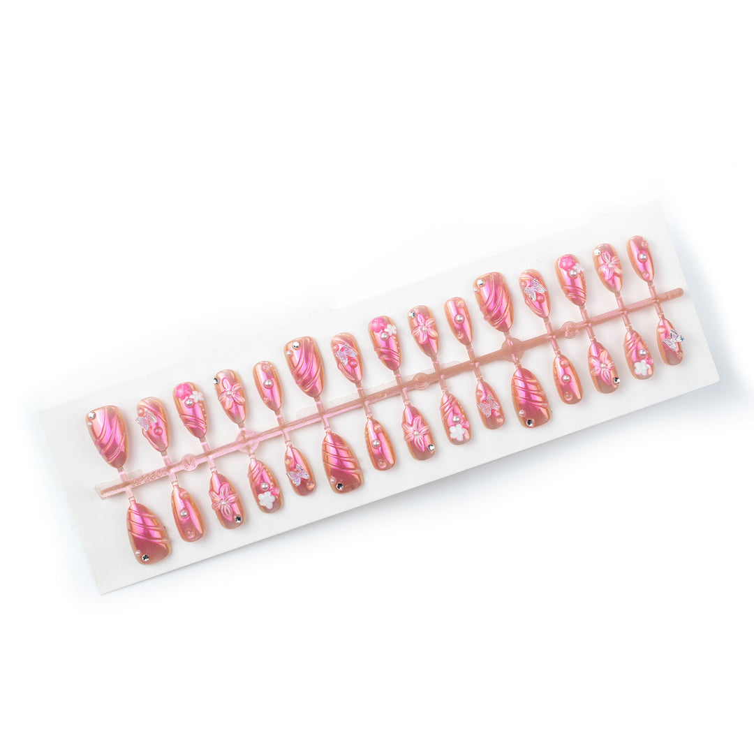 Floral-Embellished Press-On Nail Art Set Kalsten 1790636707