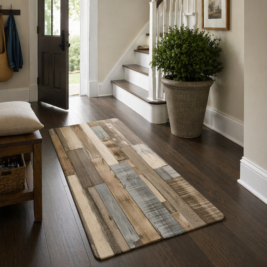 Rustic Wood Pattern Runner Mat Kalsten