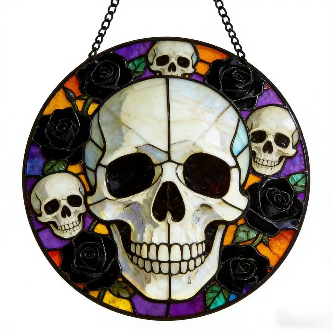 Decorative Skull Stained Glass Wall Art Kalsten