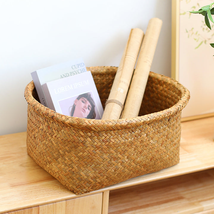 Unisex Natural Fiber Storage Basket with Wide Rim Kalsten
