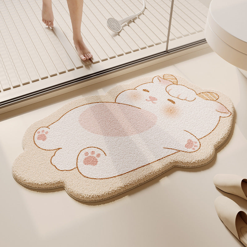 Cute Cow-Themed Bath Mat