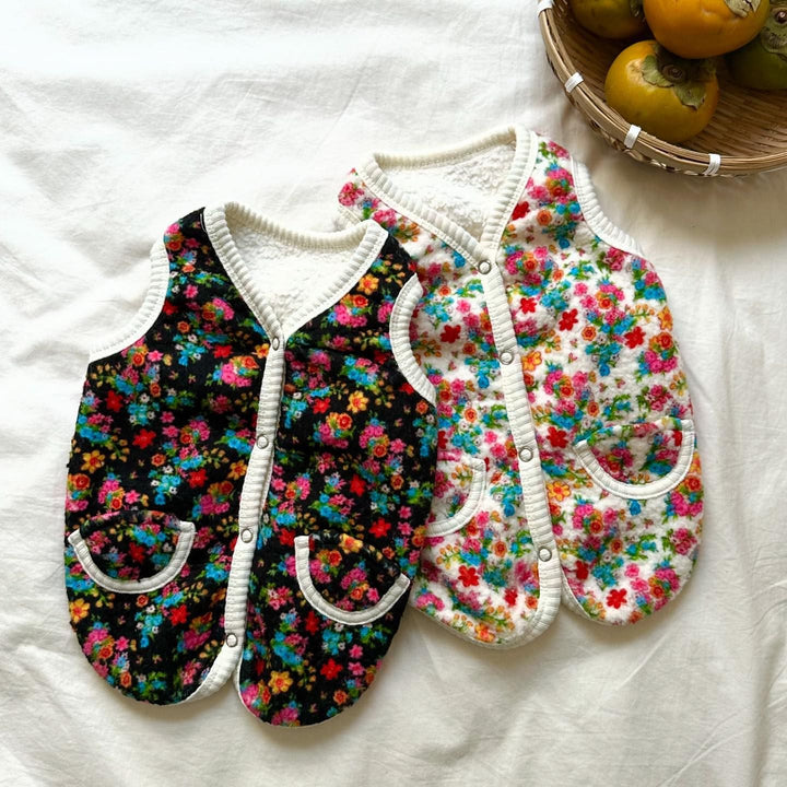 Floral Fleece Snap-Front Dog Vest