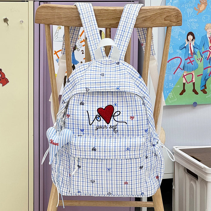 Embroidered Heart-Themed Casual Backpack Kalsten