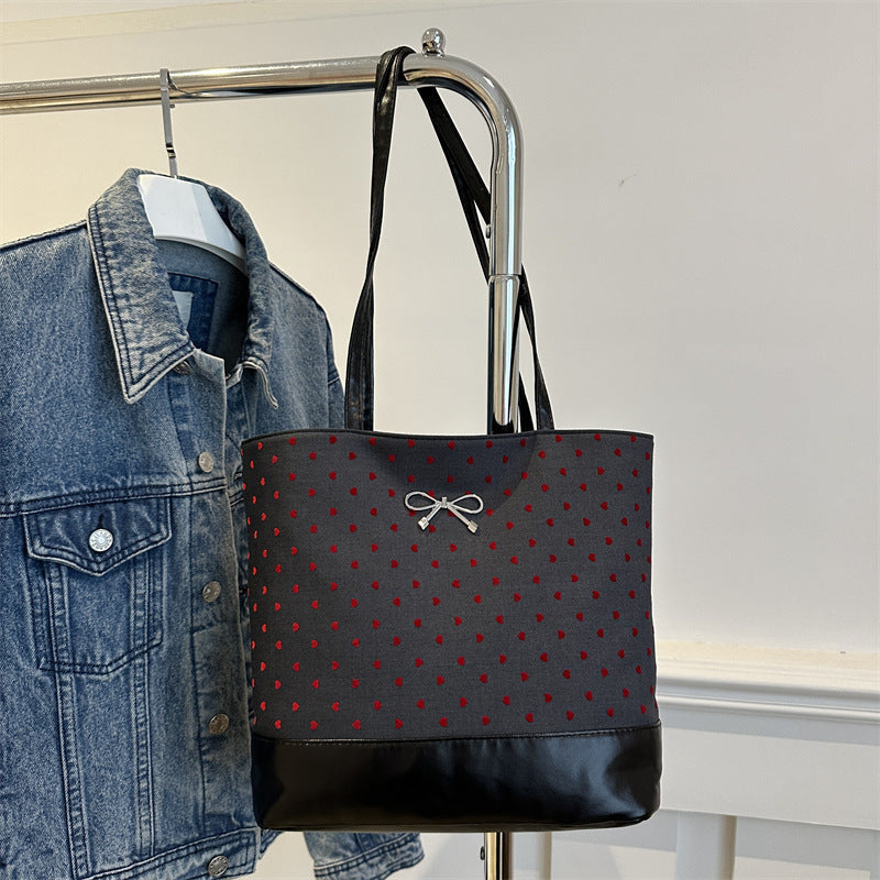 Heart-Embellished Canvas Tote Bag Kalsten