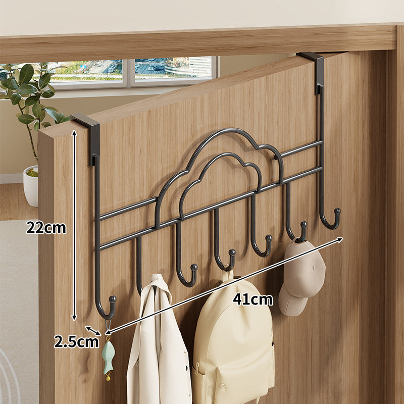 Over-Door Double Mesh Storage Rack with Multi Hooks