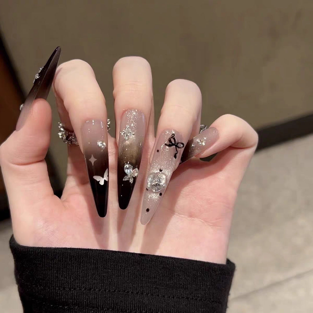 Artistic Rhinestone Stiletto Nail Art Extensions