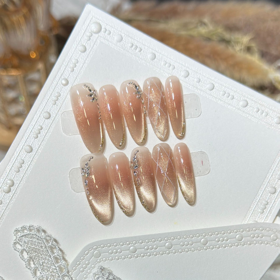 Glamorous Stiletto Press-On Nail Set with Rhinestone Accents Kalsten