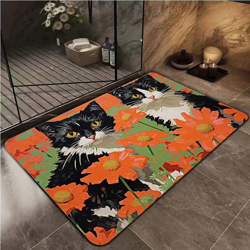 Artistic Cat Themed Door Mat