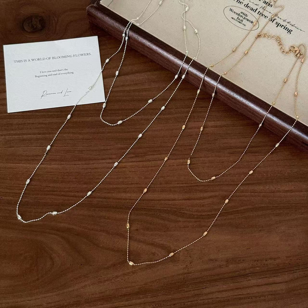 Delicate Silver Layered Chain Necklace Kalsten