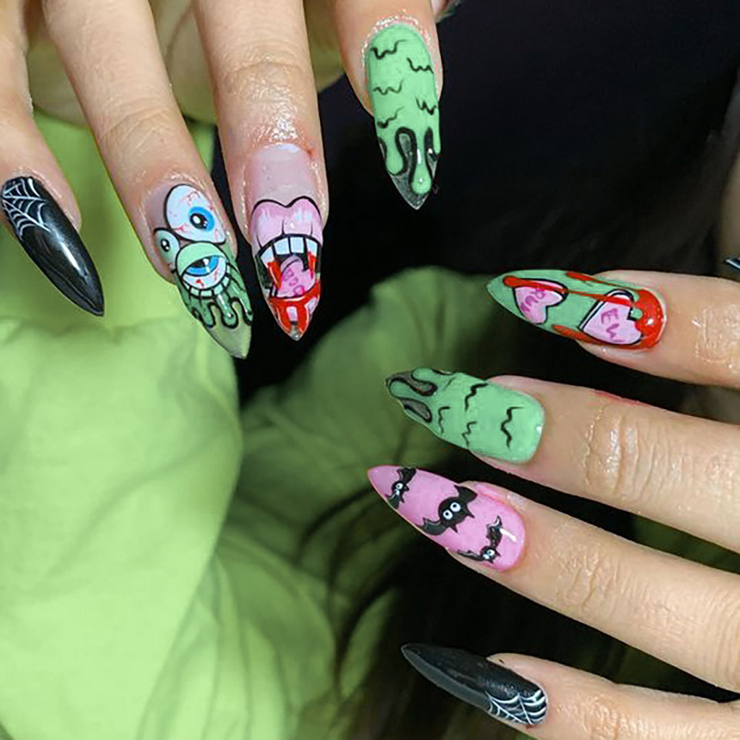 Creative Halloween-Themed Stiletto Press-On Nails Kalsten