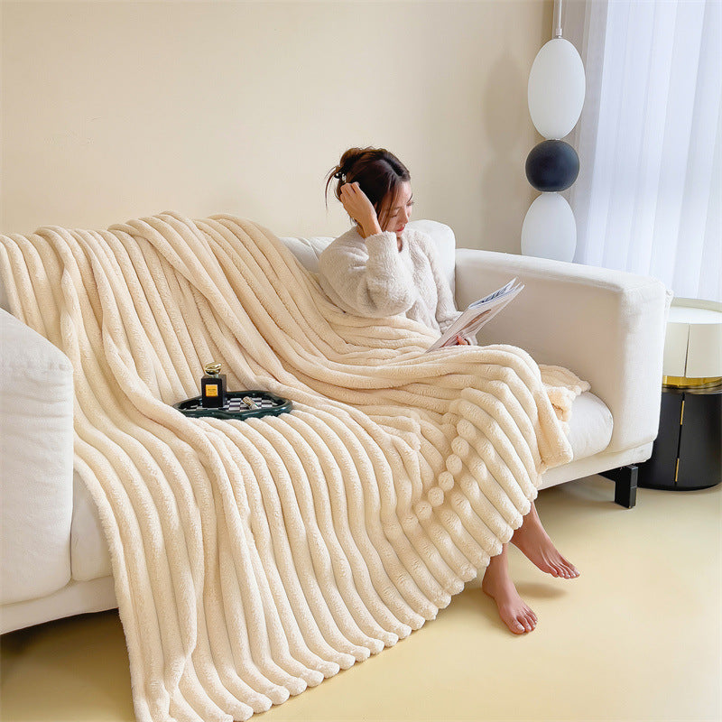 Textured Plush Throw Blanket