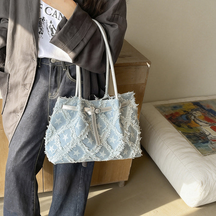 Star-Patterned Beach Shoulder Bag