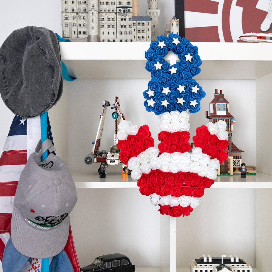 Unisex nan patriotic pom pom front door wreath with star embellishments Kalsten