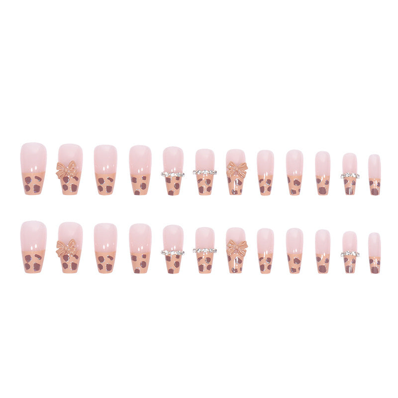 Decorative Press-On Nail Set with Floral and Gem Accents Kalsten
