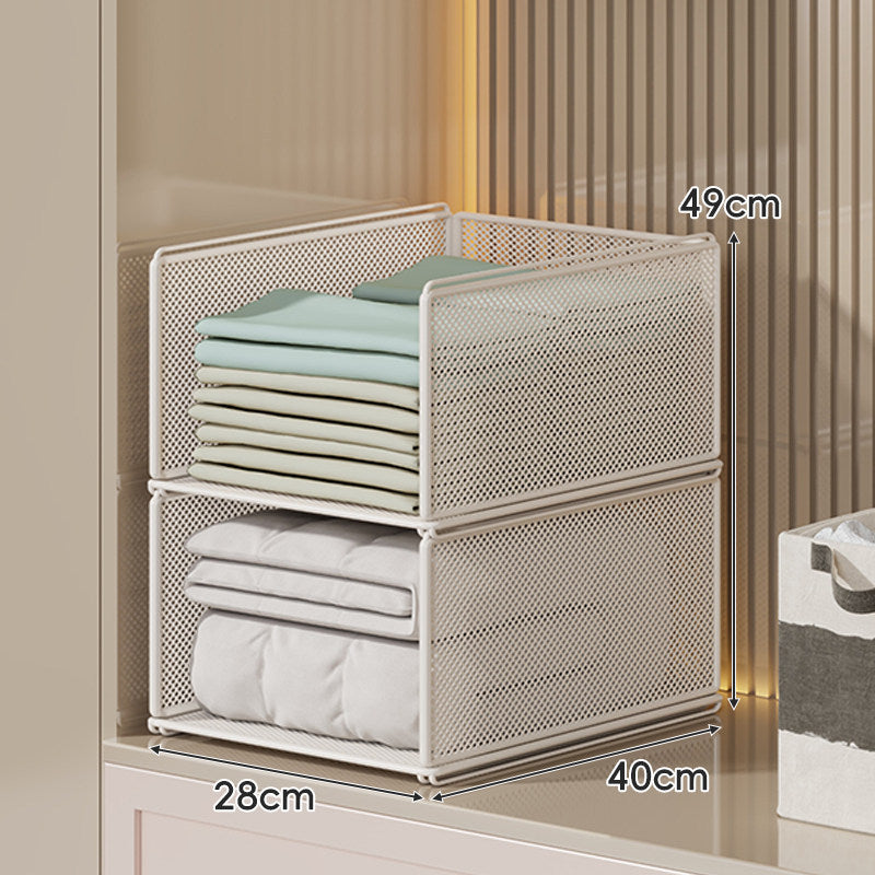 Vertical Stackable Mesh Closet Storage Tower with Four Pull-Out Ventilated Drawers