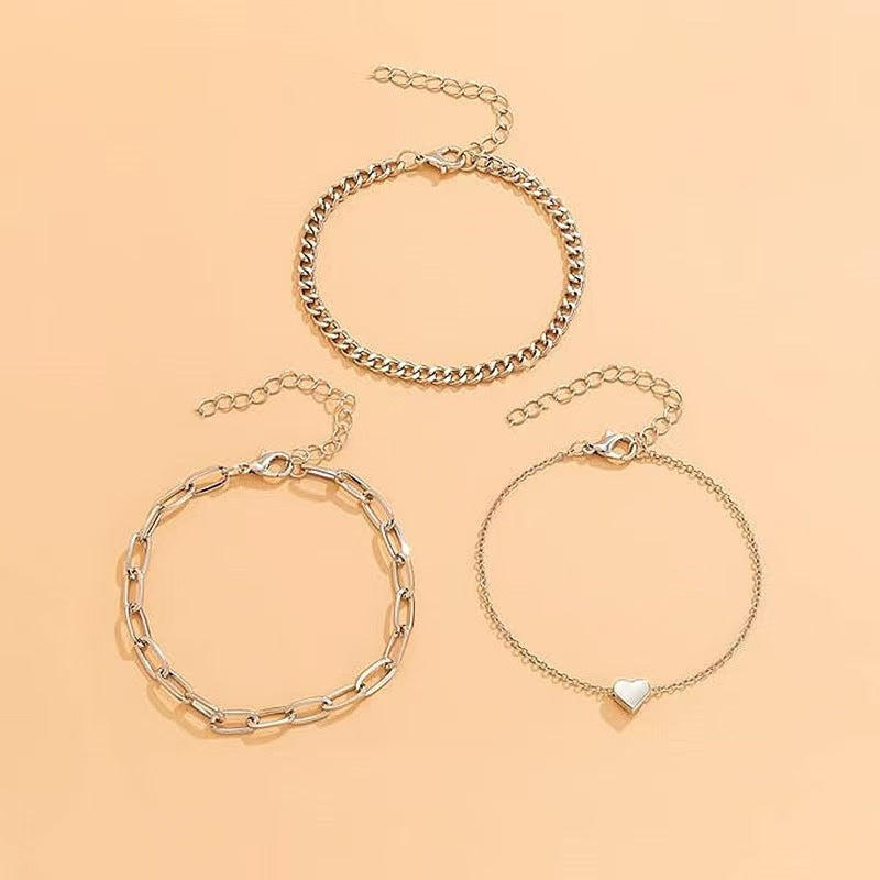 Elegant Silver Chain Bracelet Set Kalsten