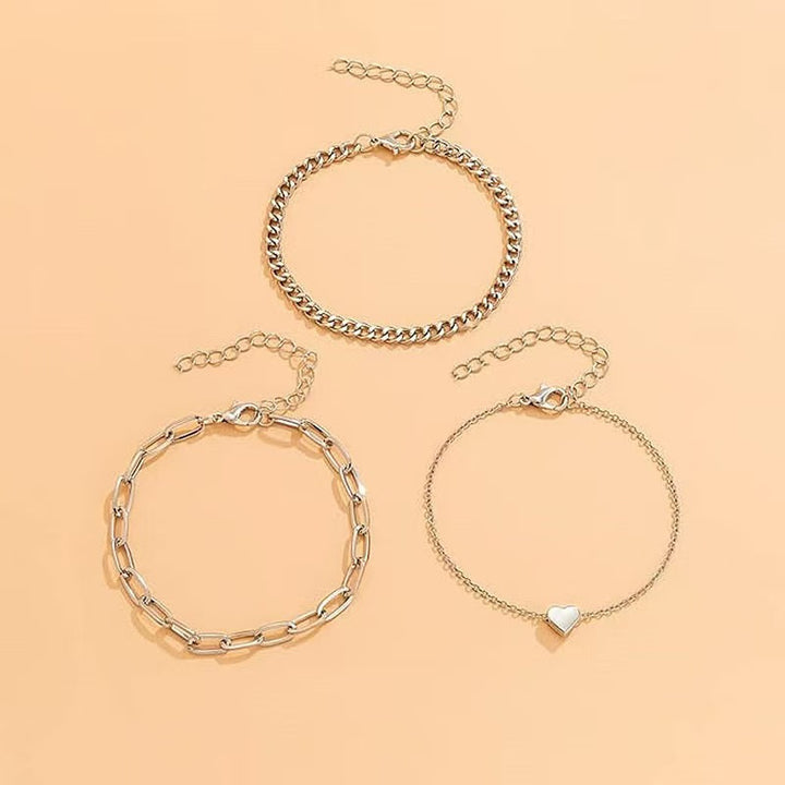 Elegant Silver Chain Bracelet Set Kalsten