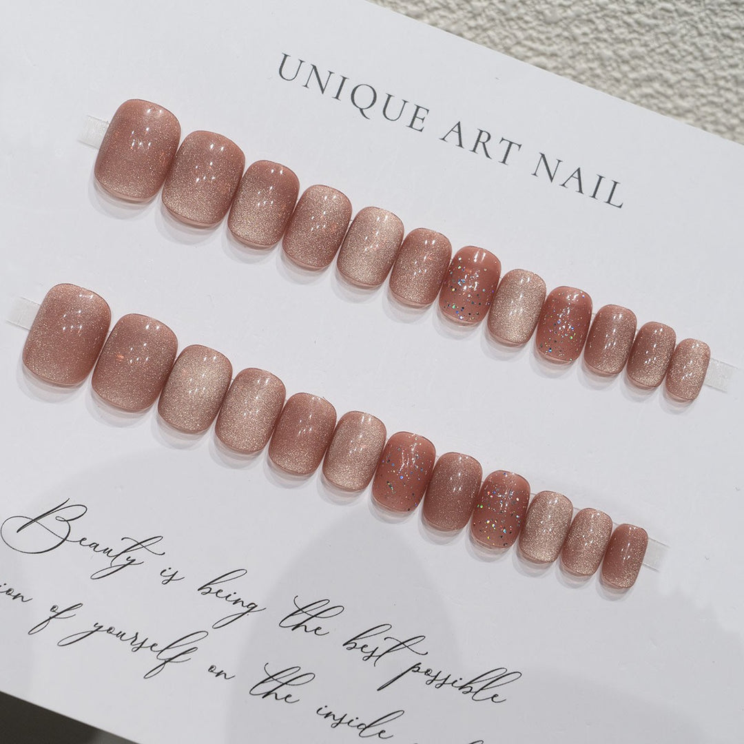 Elegant Press-On Nail Set with Glitter Finish