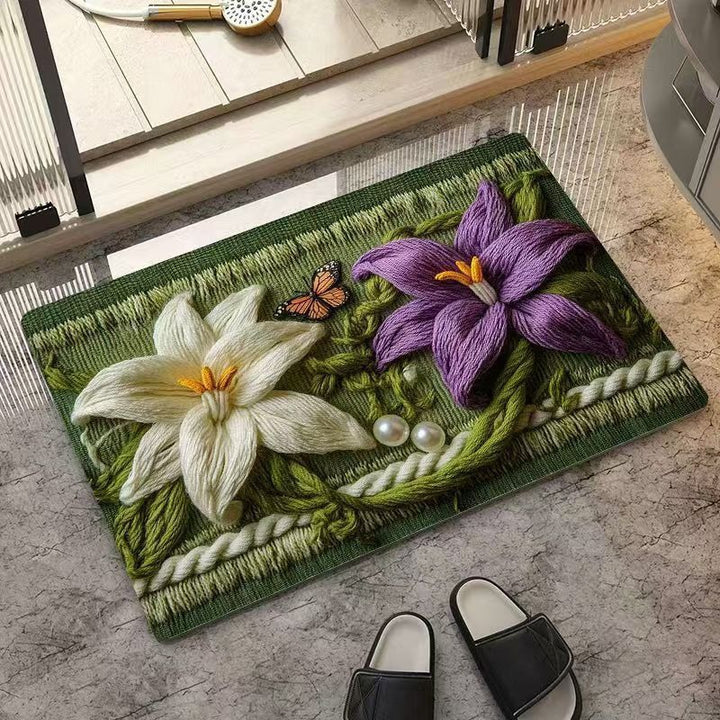 Textured Floral Design Area Mat