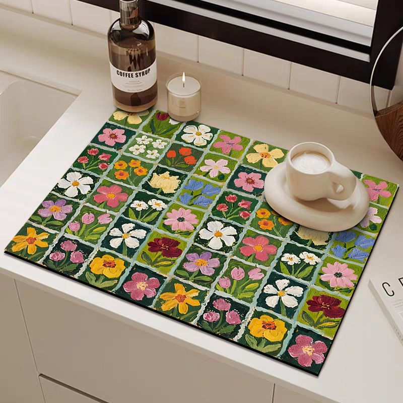 Floral Print Kitchen Mat