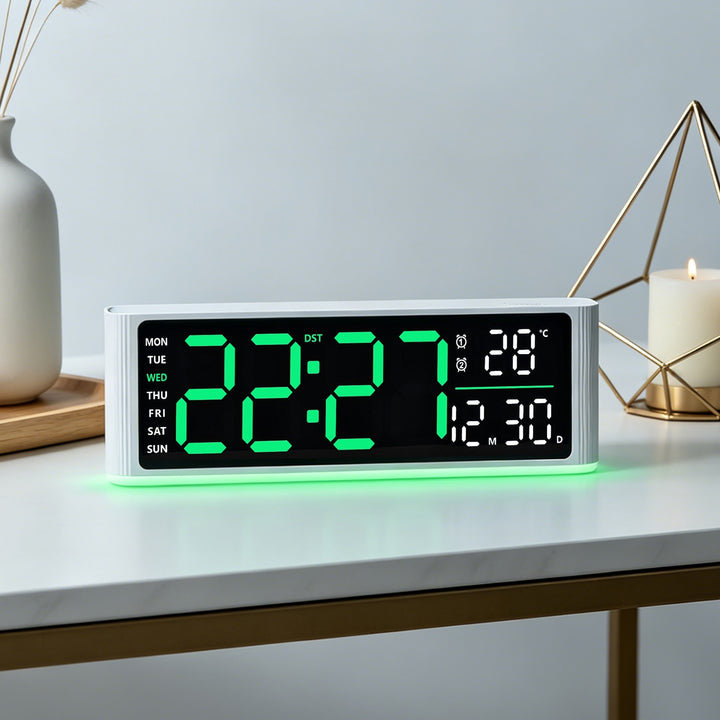 Digital LED alarm clock with temperature and day of week display Kalsten