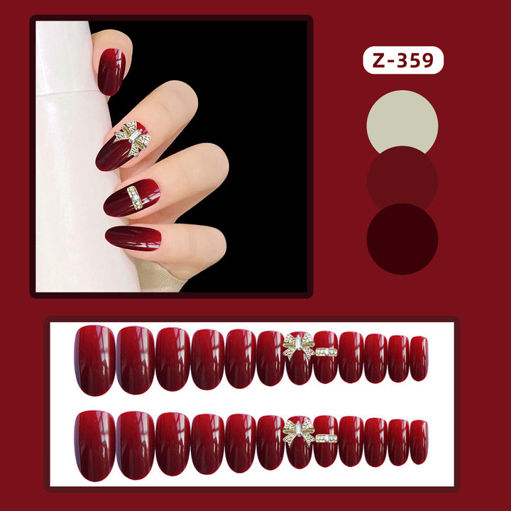 Decorative Press-On Nail Art Set with Rhinestone Accents
