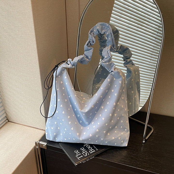 Heart Print Cozy Hobo Bag