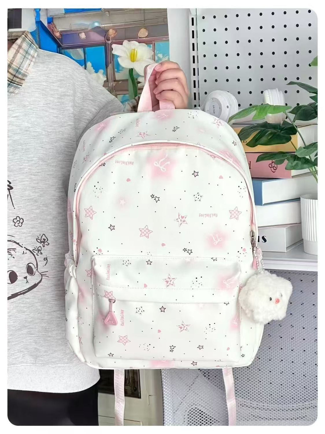 School backpack with playful star design and multiple compartments Kalsten
