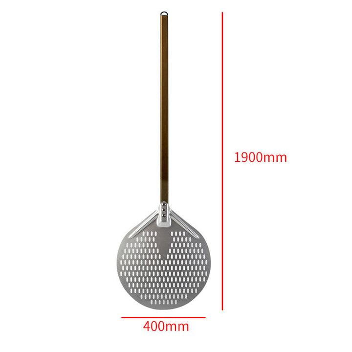 long wooden handled round aluminum pizza peel with reinforced neck Kalsten
