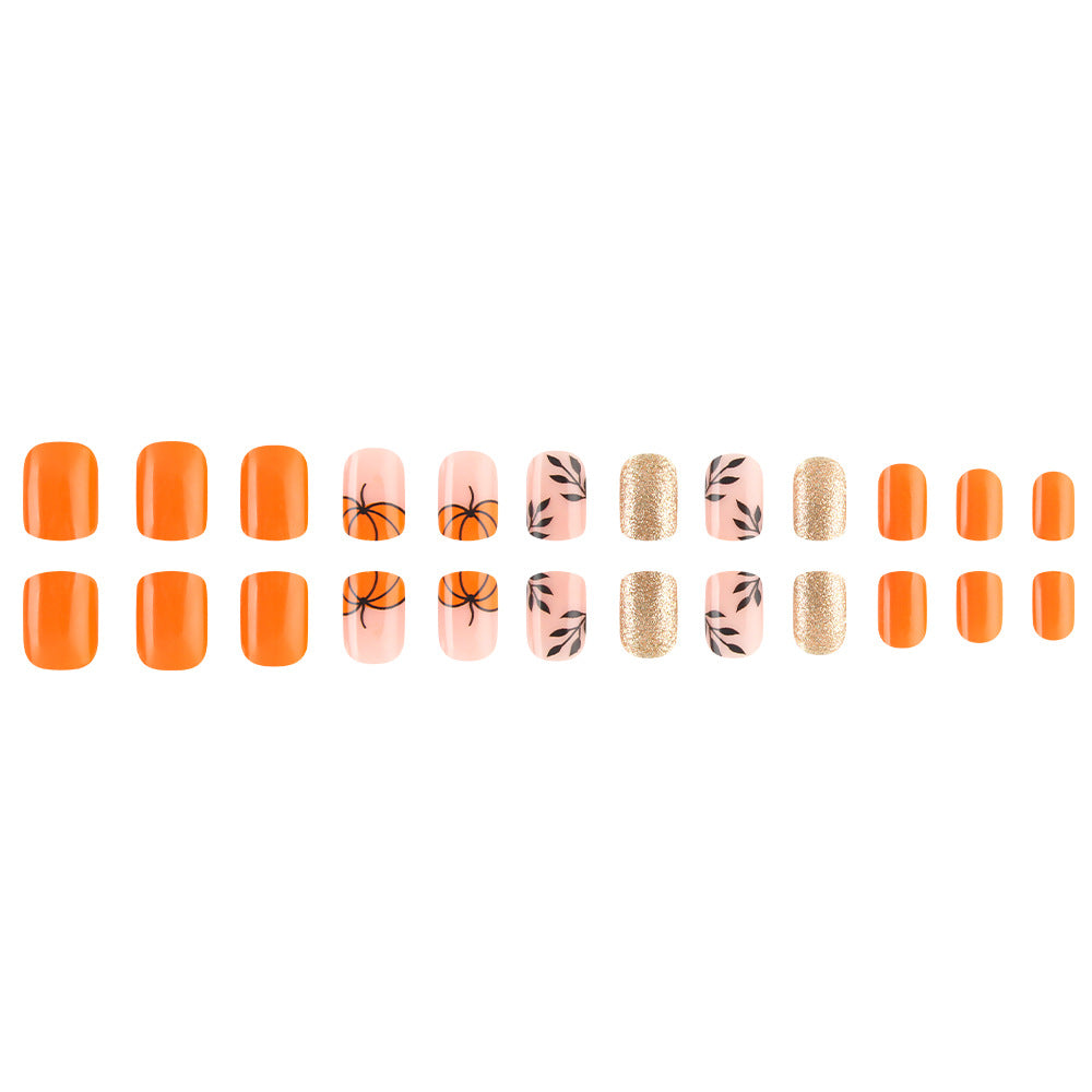 Decorative Press-On Nail Art Set with Pumpkin Design Kalsten