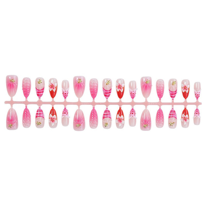 Artificial nail set with blooming 3D details and glitter accents Kalsten