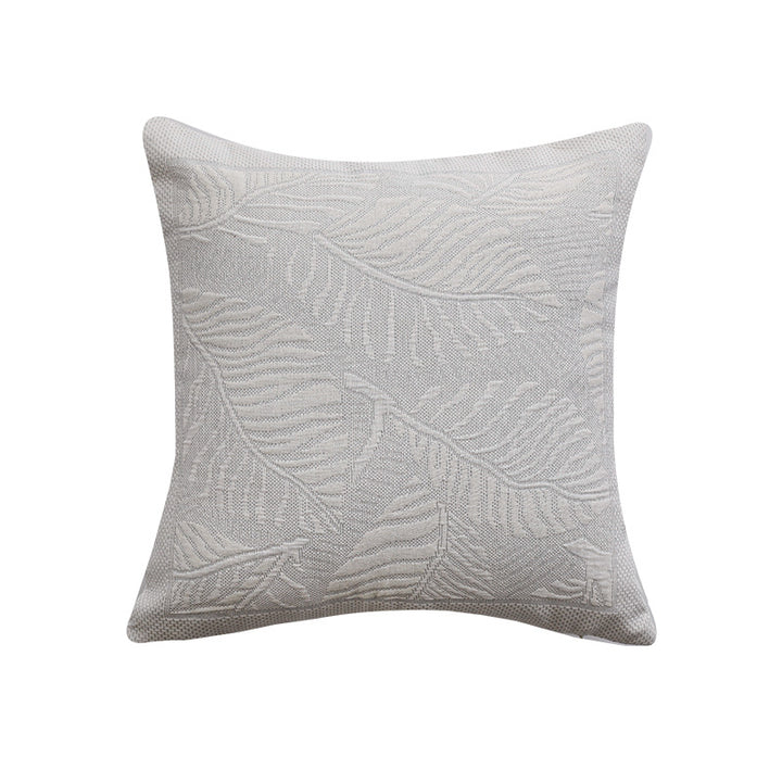 Square sofa decorative cushion with fine woven relief structure and central circle ornament