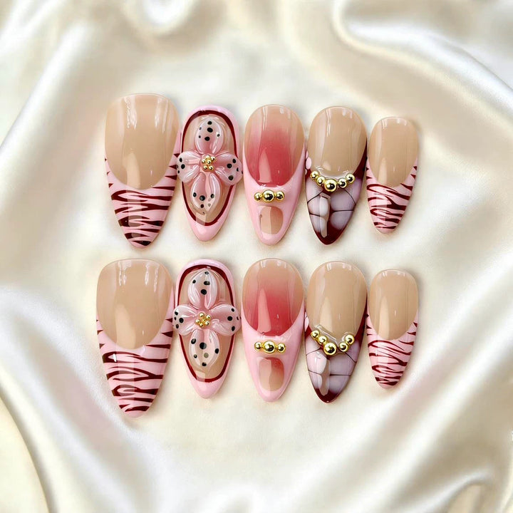Artistic Floral Embellished Press-On Nail Set