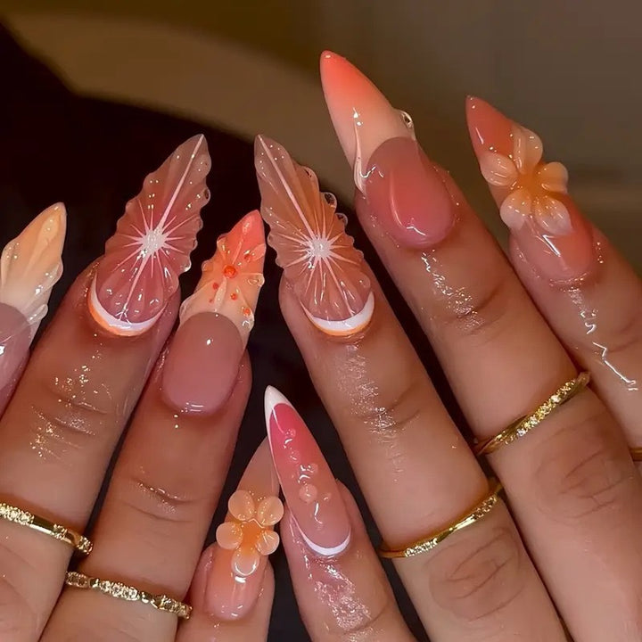 Exquisite Floral Press-On Nail Art Kalsten