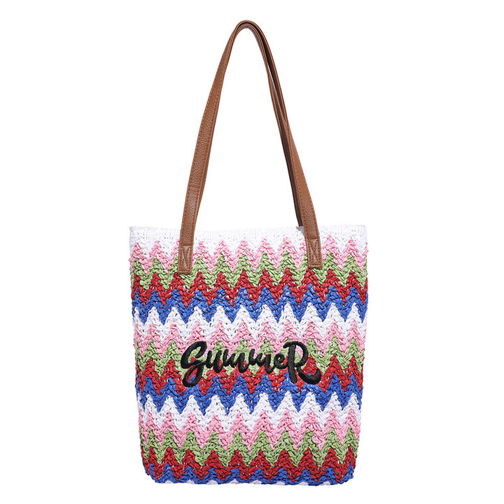 Boho Woven Straw Tote Bag