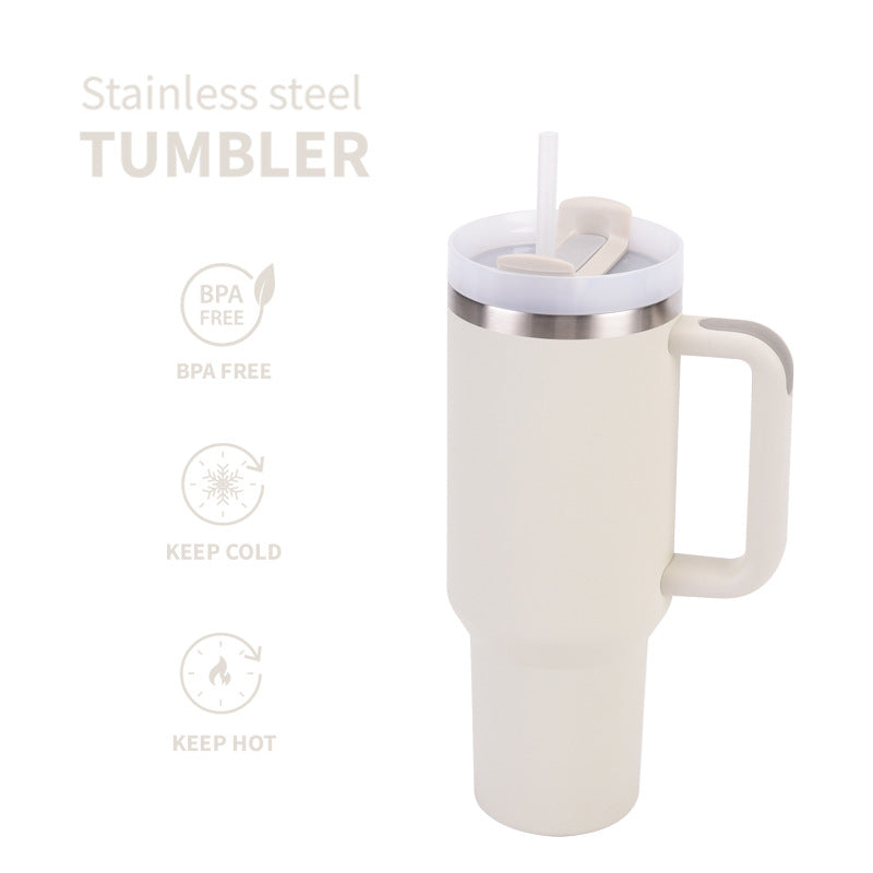 Stainless Steel Insulated Travel Tumbler With Ergonomic Handle And Bpa-Free Straw Lid