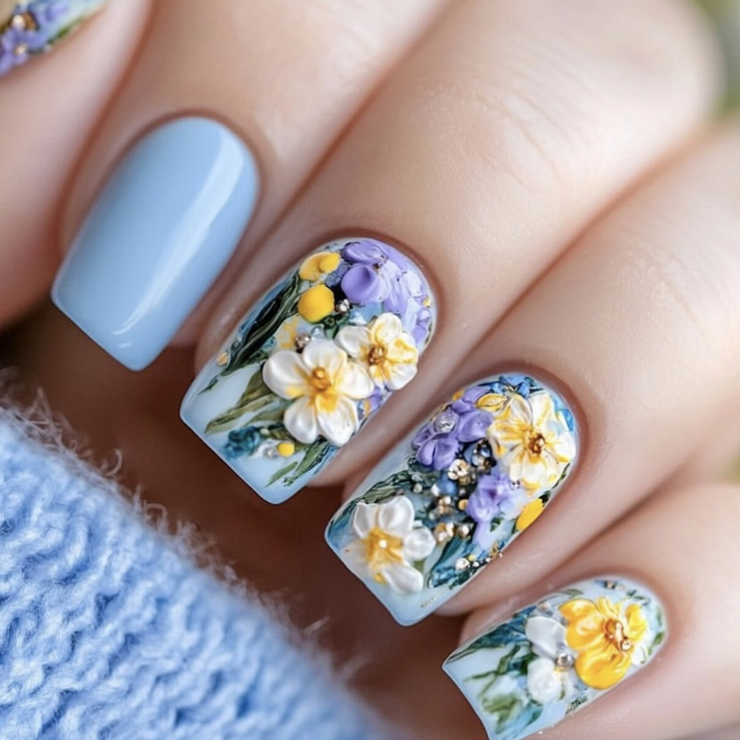 Floral 3D Acrylic Nail Art Kalsten