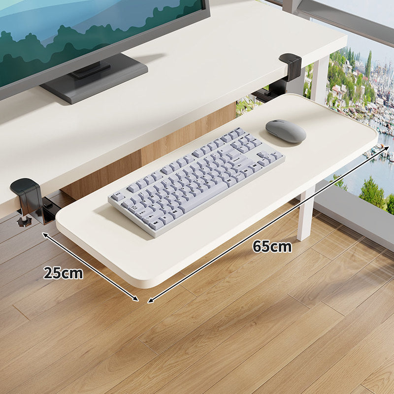 Clamp-Mounted Under-Desk Adjustable Bamboo Keyboard Tray
