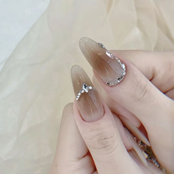 Artistic Premium Press-On Nail Art Set with Crystal Accents Kalsten