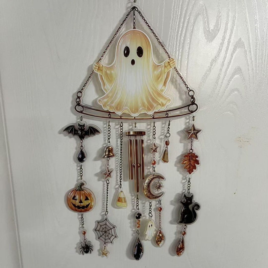 Colorful skull wall decoration in the Day of the Dead style with acrylic beads and crystal pendants