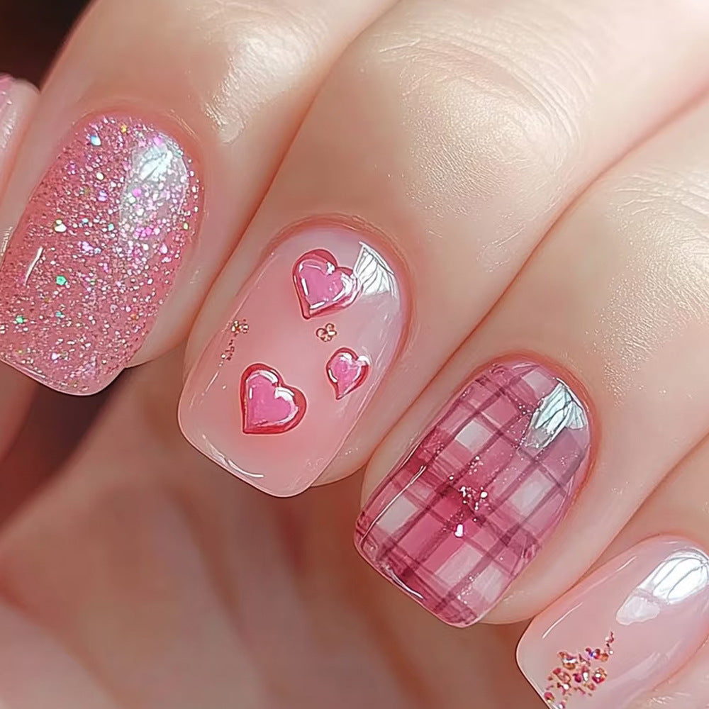 Heart-Embellished Press-On Nail Art Kalsten 1787370520