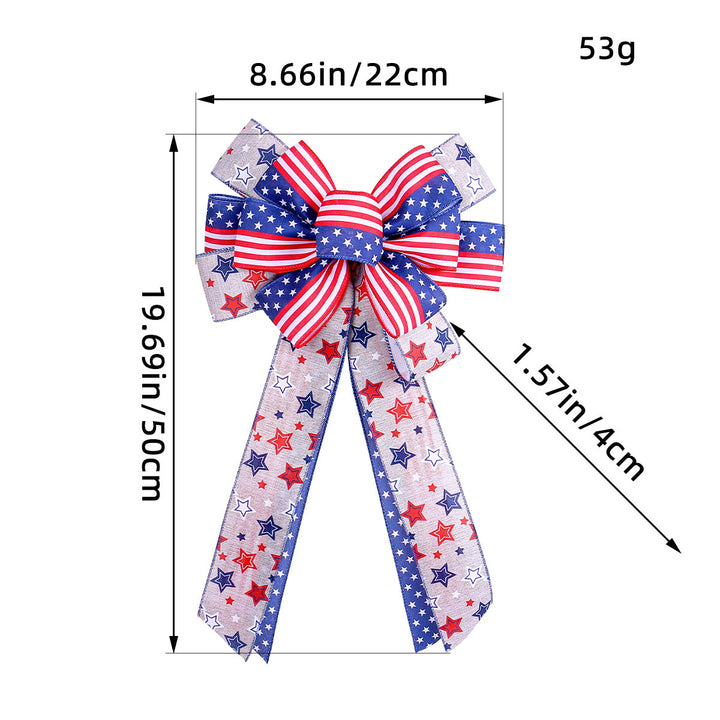 Unisex nan large bow with star pattern and long ribbons for wreath and vehicle decoration Kalsten