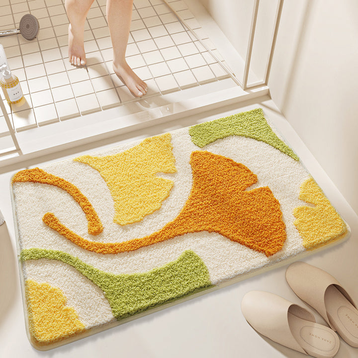 Leaf Design Plush Bathroom Mat Kalsten