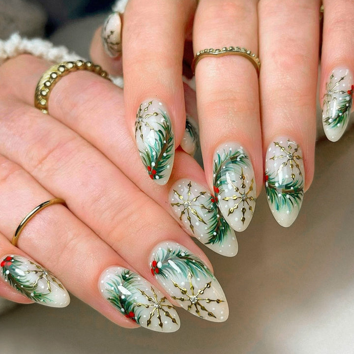 Festive Holiday-Themed Press-On Nail Art Set Kalsten 1790636677