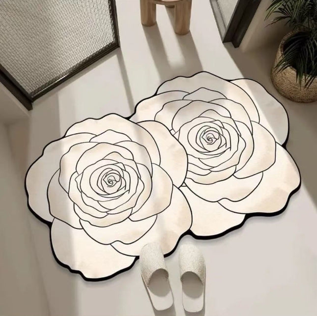 Floral Design Bathroom Rug Kalsten