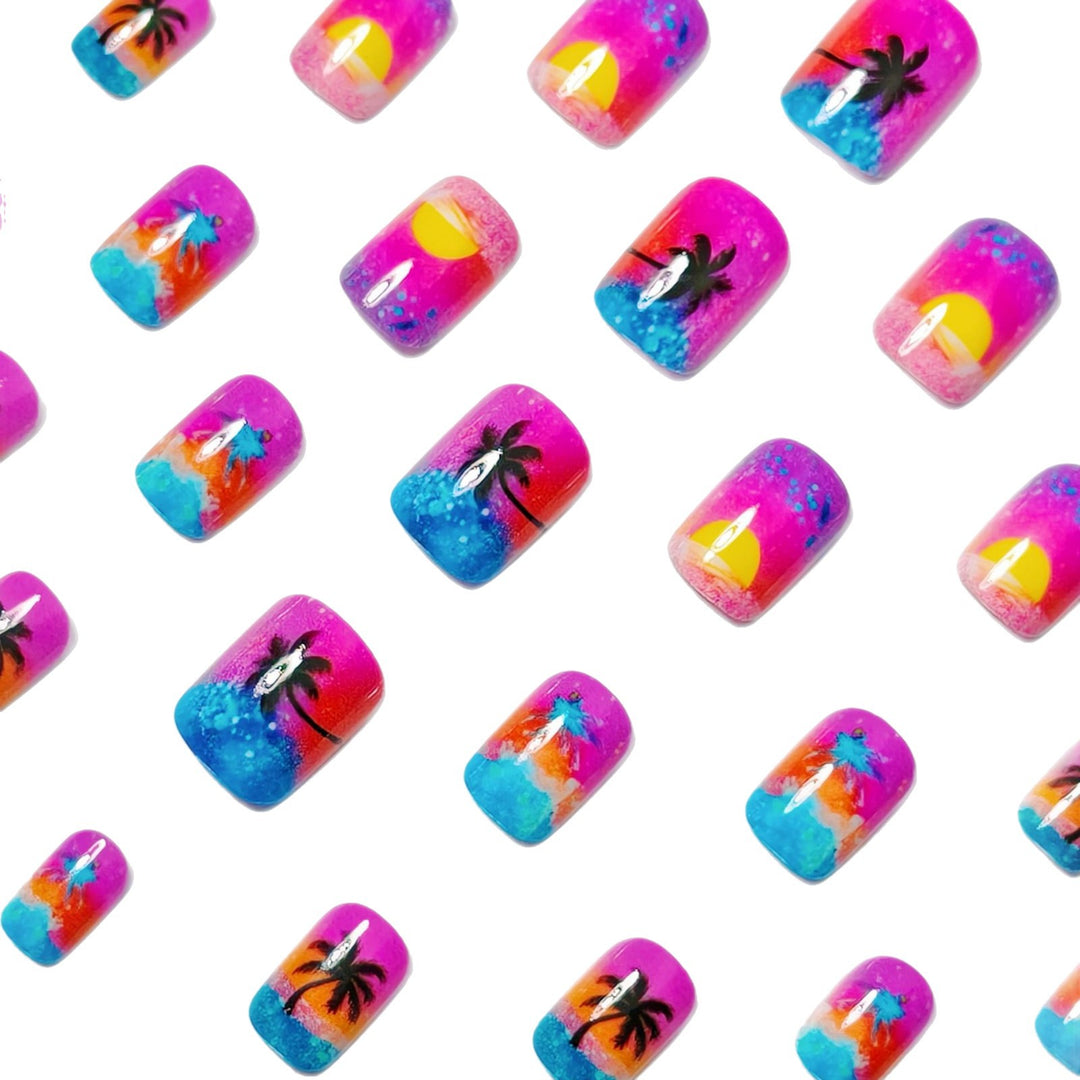 Artificial nails with luminous sunset design Kalsten