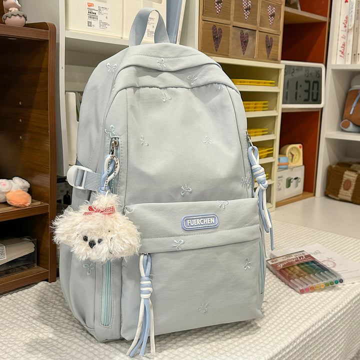 Stylish Multi-Pocket Backpack with Furry Keychain Kalsten