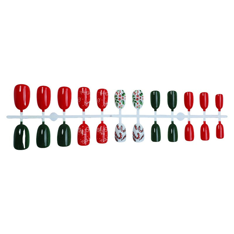 Christmas Art Nail Set with Festive Designs and Glitter Accents Kalsten
